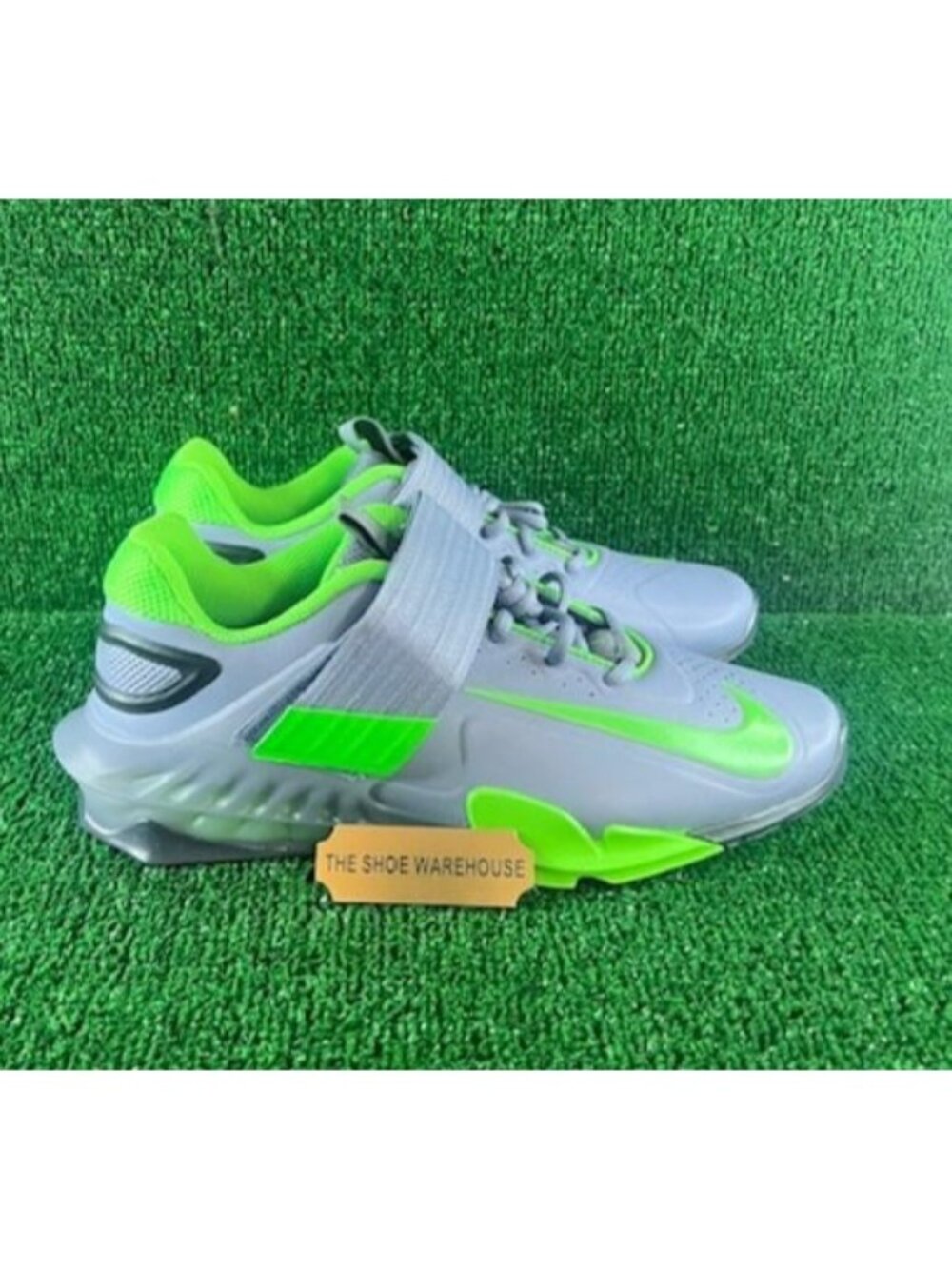 Men Nike Savaleos Weightlifting Shoes Gray Green Black CV5708-401 Size 10.5